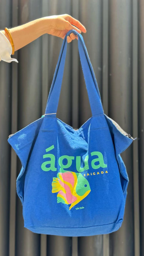 SUMMER - BOLSA GRANDE LONA COM ESTAMPA AZUL - comprar online