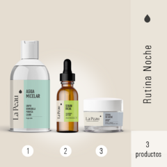KIT RUTINA COMPLETA - FACIAL DE NOCHE - AGUA MICELAR - SERUM CON ACIDO HIALURONICO 2 % - CREMA DE NOCHE -
