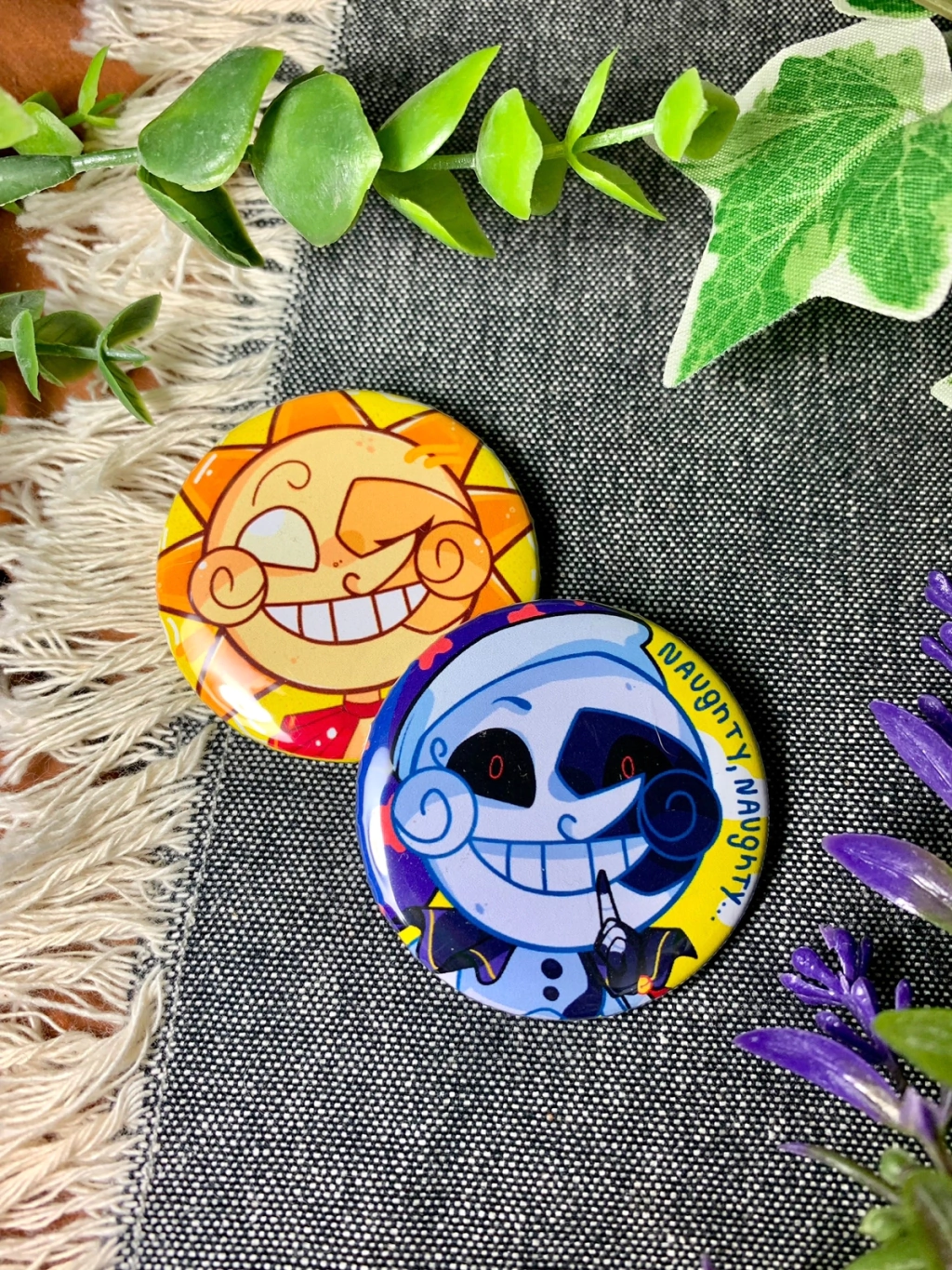 Bottons Sundrop e Moondrop - FNAF Security Breach