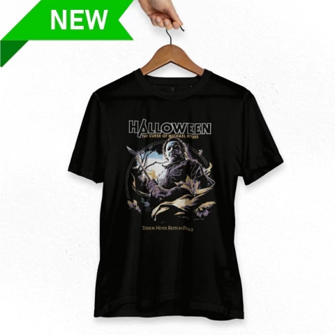 Camiseta Halloween The Curse Of Michael Myers Terror Never Rests In Peace Classica Album Logo Bomber Trash Metal Alternativo Rock Metal Halloween Octuber - comprar online