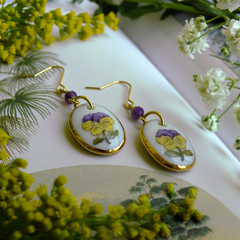 Brinco Amor-Perfeito Amarelo e Roxo - loja online