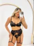 Conjunto Agnes Preto + Cinta Liga - Queen Intimates