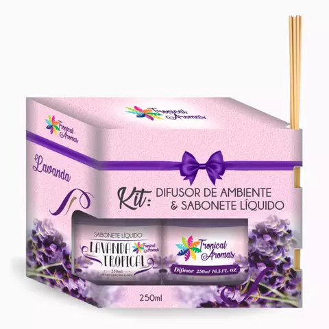 Kit Difusor e Sabonete Líquido Lavanda 250ml Tropical Aromas