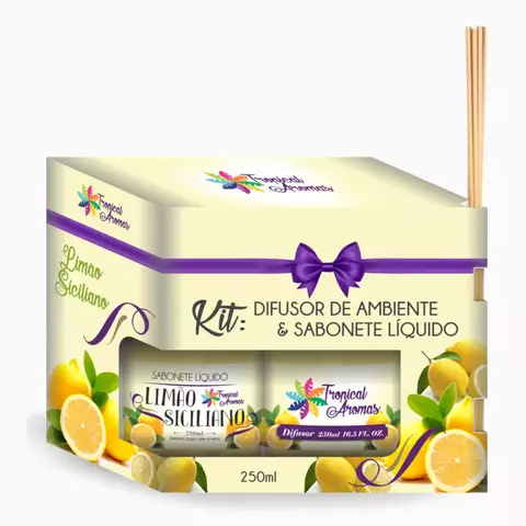 Kit Difusor e Sabonete Líquido Limão Siciliano 250ml Tropical Aromas