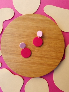 Brinco Gota Média Rosa e Amaranto - Orgânika