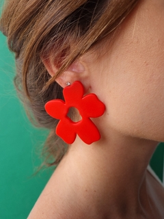 Brinco Flor Vermelho Escarlate - Orgânika