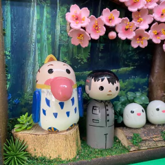 Quadro cenário kokeshi O menino e a garça na internet