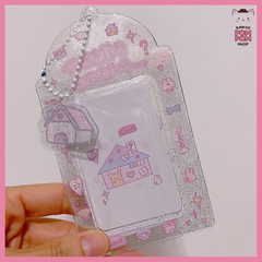 Card holder glitter com pingente