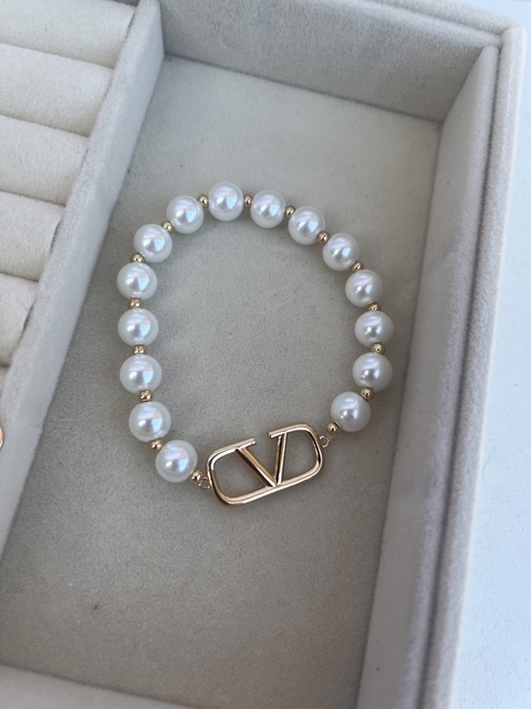 Pulseira perolado Valentino dourado