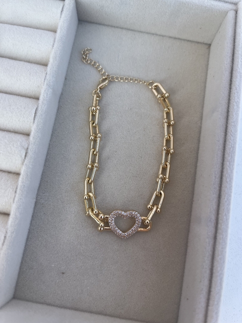 Pulseira coração vazado