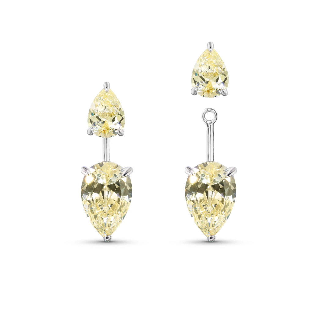 Brinco Gota Removível Yellow - Prata 925