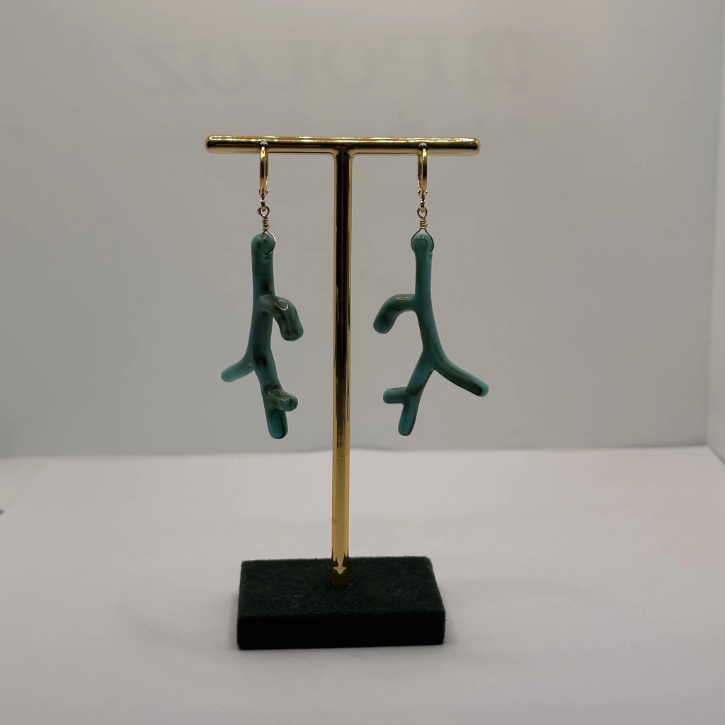 Brinco Argola Coral Turquesa