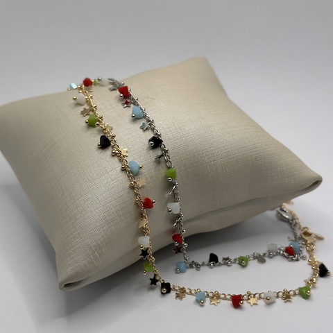 Colar Cristais Coloridos e Estrelas 45cm - comprar online