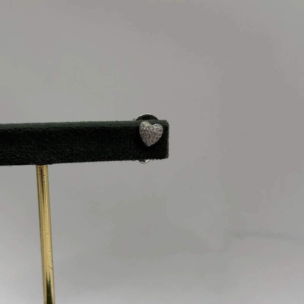 Brinco Mini Heart Cravejado - Prata 925