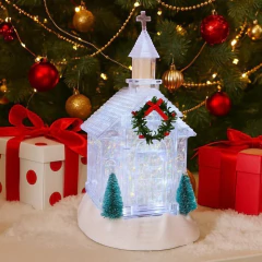 Iglesia Decoración Acrílica Luminosa Musica Luvina Pilas Usb