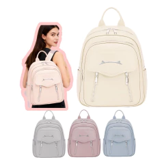 Imagen de Mochila Eco Cuero Para Mujer Cierre Botón Multiusos Luvina