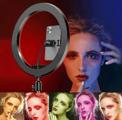Aro Luz Rgb Led 26 Cm Blanco Frio + Soporte Para Celular - M&Q REGALOS