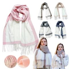 Pashmina Chalina Bufanda Ruana Bicolor Mujer Frio Invierno Azul Único - comprar online