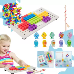 Juego 2 En 1 Pescar Encastre Didáctico Con Imán Armar Niños