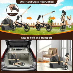 Cochecito Para Mascotas Con 4 Ruedas Transportadora De Viaje - tienda online