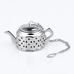 Imagen de Infusor De Te Plateado Con Cadena Acero Inoxidable Colador