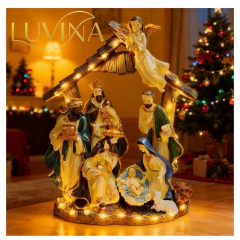 Pesebre Con Luz Musica Decoración Navidad Luvina Pilas Usb en internet