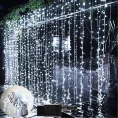 192 Luces Luvina Cortina Led Navidad 3mts X 2mts Deco Solar - tienda online