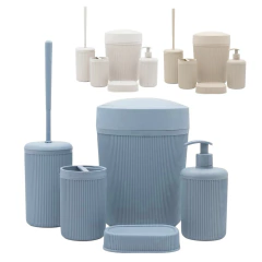 Set Completo De Baño Accesorios X5 Cesto Jabonera Cepillo