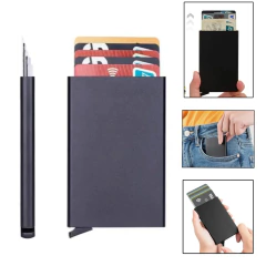 Tarjetero Organizador Porta Tarjetas Aluminio Desplegable - tienda online