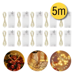 Guirnalda X10 Unidades Hilo Alambre Cobre 5mts Luvina A Pila - comprar online