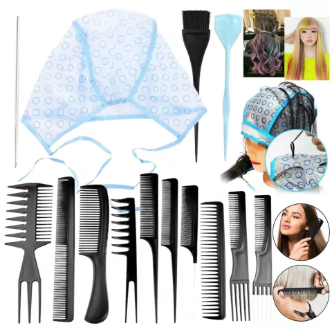 Kit De Gorro Para Mechas Reflejos Y Set De Peines Peluqueria