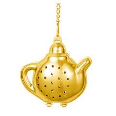 Infusor De Te Dorado Con Cadena Acero Inoxidable Colador - comprar online
