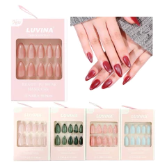 Kit 12 Uñas Postizas Con Adhesivos Luvina Press On Nails