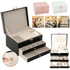 Alhajero Cofre Organizador De Joyas Aros Anillos 2 Cajones