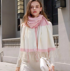 Pashmina Chalina Bufanda Ruana Bicolor Mujer Frio Invierno Azul Único - comprar online
