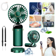 Ventilador De Mano Usb Recargable Con Correa Y Base Portátil