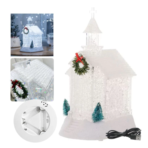 Iglesia Decoración Acrílica Luminosa Musica Luvina Pilas Usb