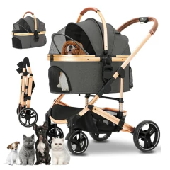 Cochecito Para Mascotas Con 4 Ruedas Transportadora De Viaje