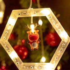 Cortina Luces Navideñas Figuras Hexagonal Navidad Decoración en internet