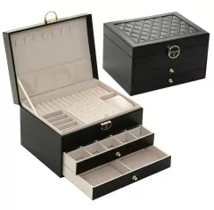 Imagen de Alhajero Cofre Organizador De Joyas Aros Anillos 2 Cajones