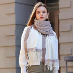Pashmina Chalina Bufanda Ruana Bicolor Mujer Frio Invierno Azul Único