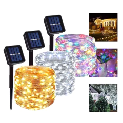 Guirnalda Led Alambres Panel Solar Exterior 100 Luces Luvina