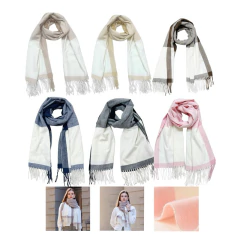 Pashmina Chalina Bufanda Ruana Bicolor Mujer Frio Invierno Azul Único