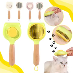 Cepillo Cardina Saca Nudos Pelos Para Mascotas Mango Madera