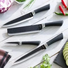 Set De Cuchillos Negros Profesionales 6 Piezas Chef Cocina