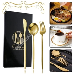 Juego De Cubiertos Cuchillo Cuchara Tenedor Estuche Cajita
