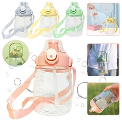 Botella Kawaii De 1100ml Con Pico Correa Y Stickers Tiernos