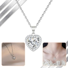 Collar Con Dije De Corazon Acero Quirurgico Plateado Brillos