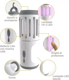 Lampara 2 En 1 Mata Mosquitos Y Linterna Nocturna Con Usb - comprar online