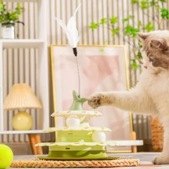 Juguete Interactivo Para Gato 3 Niveles Pelota Torre Plumas